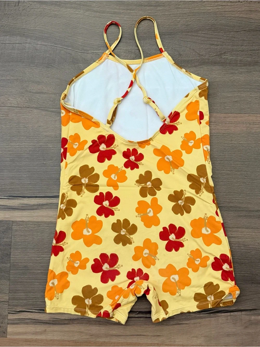 Zara Girl's Yellow Floral Print Guldor Surf Romper Swimsuit Size 9-10
